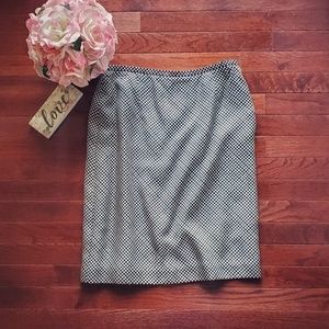 Ann Taylor | Silk Patterned Skirt | Black, Cream